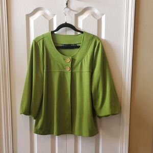 Susan Graver Lime Green Jacket with Button Accents